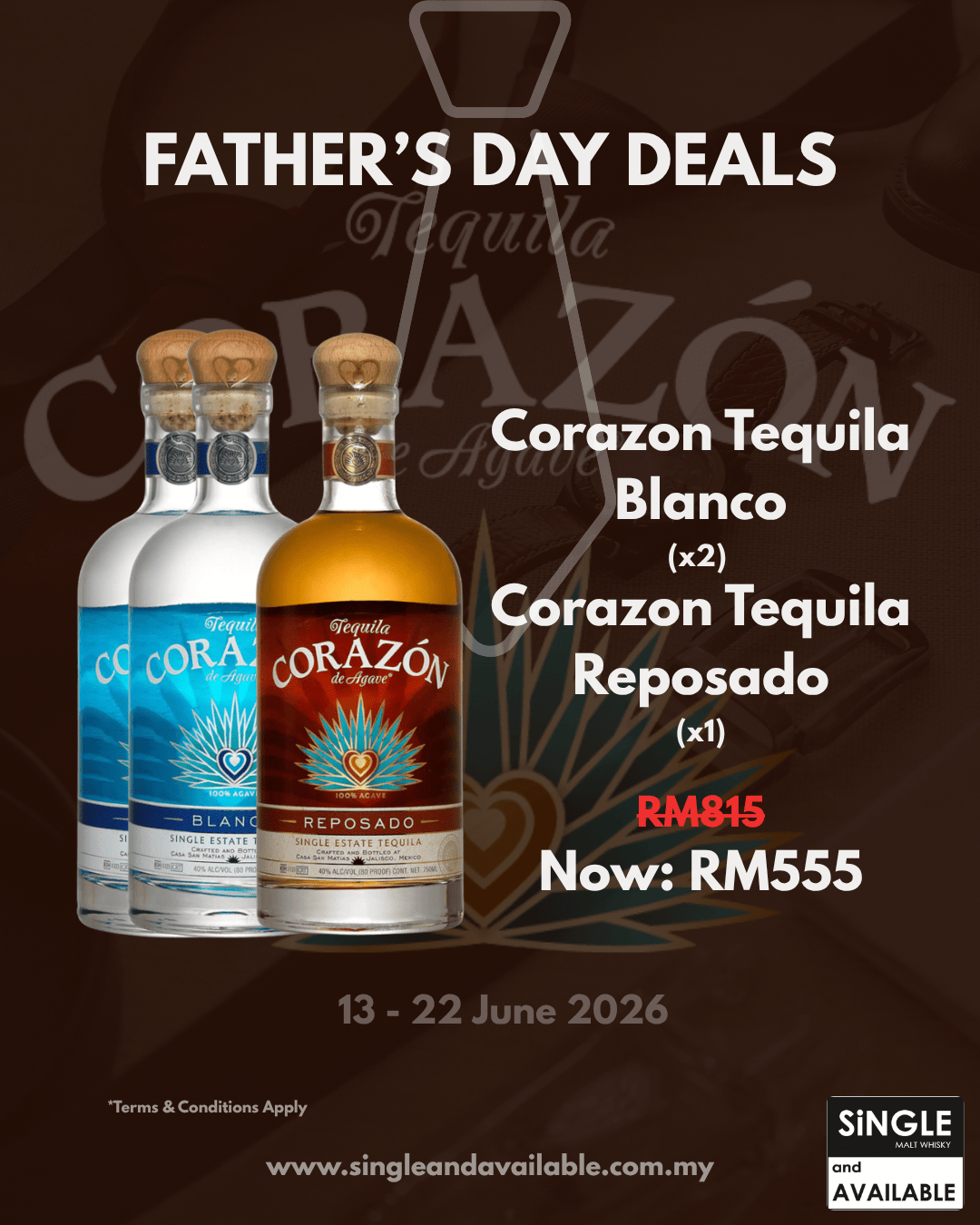 Father's Day Bundle Corazon Tequila Blanco x3 & Reposado x1