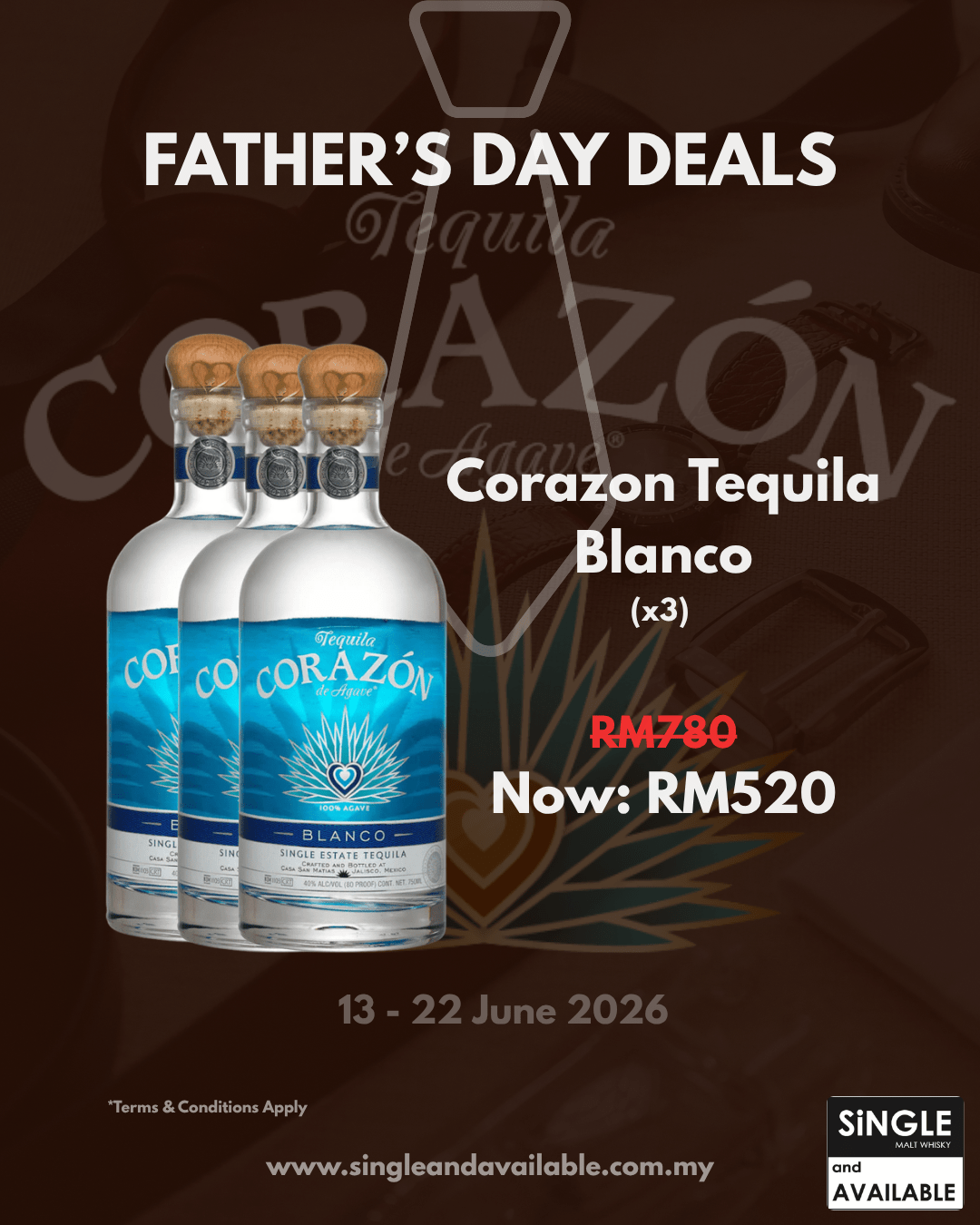 Father's Day Bundle Corazon Tequila Blanco x3