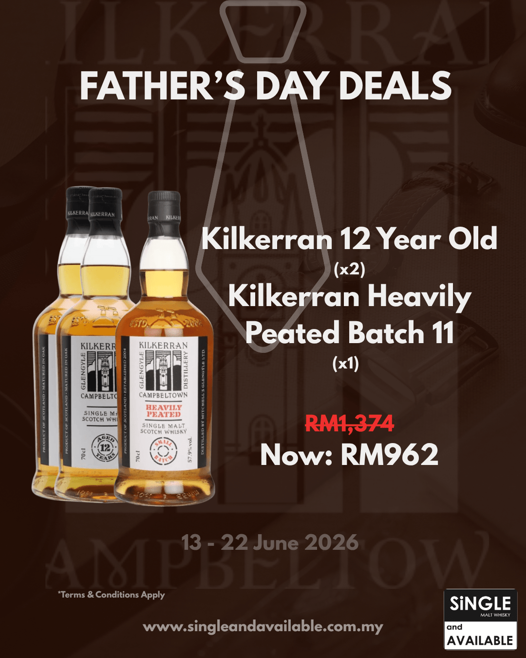 Father's Day Bundle Kilkerran 12 Year Old x3 & Heavily Peated Batch 11