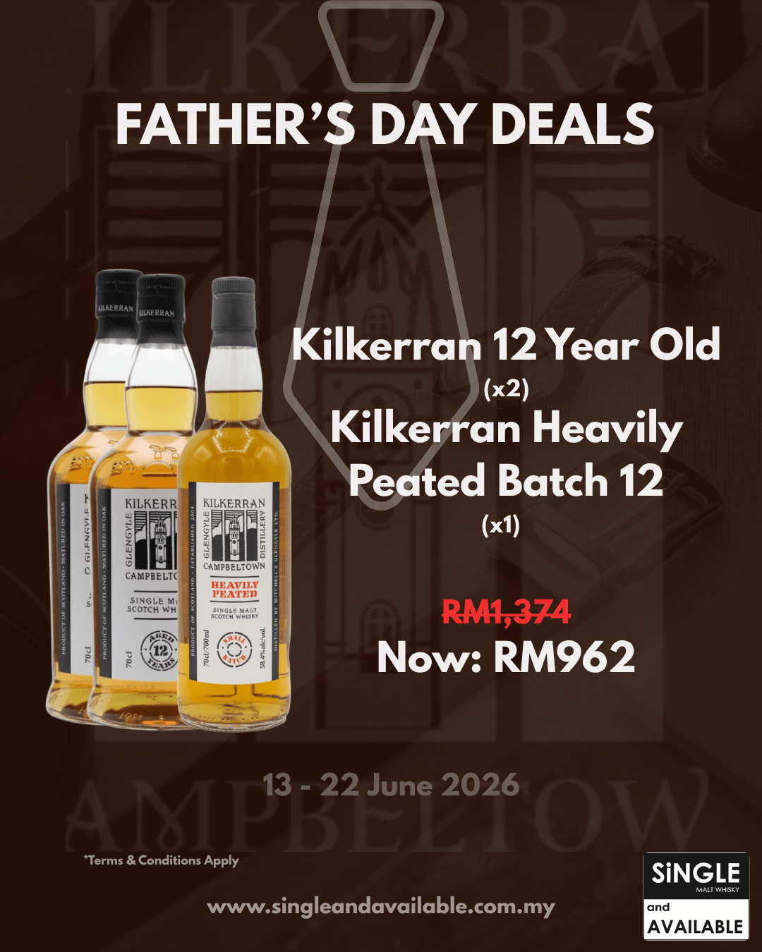 Father's Day Bundle Kilkerran 12 Year Old x3 & Heavily Peated Batch 12